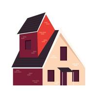casa fachada roja vector
