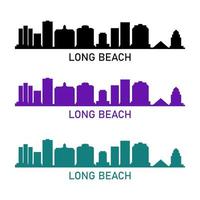 Long beach skyline on white background vector