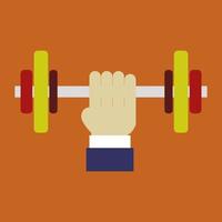 Hand holds gym weight vector