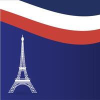 france eiffel tower with flag of happy bastille day vector design