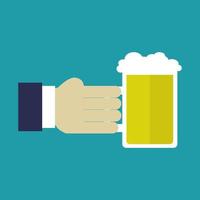 cerveza en mano vector