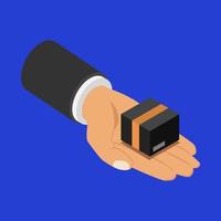 Box in hand isometric vector