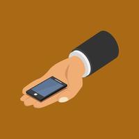 Smartphone in isometric hand vector