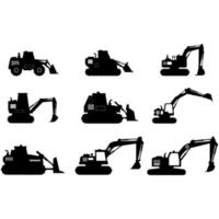 Set of excavator on white background vector