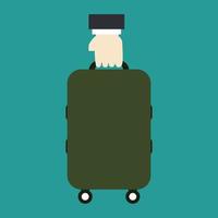 Hand holds travel suitcase vector