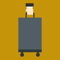 Hand holds travel suitcase vector
