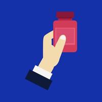 Medical bottle in hand vector