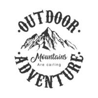 outdoor adventure lettering emblem with big mountains vector