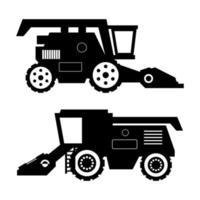 Set of combine harvester on white background vector