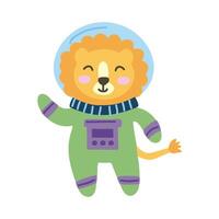 cute lion astronaut vector