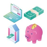 iconos de banco en línea vector