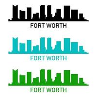 Fort Worth Skyline sobre fondo blanco. vector