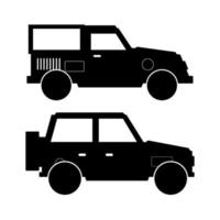 conjunto de jeeps sobre fondo blanco vector