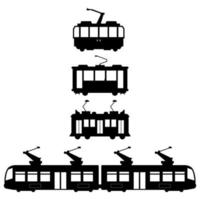 Tram set on white background vector