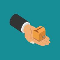 Box in hand isometric vector