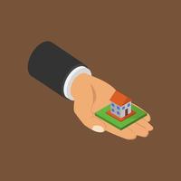 House in hand isometric vector