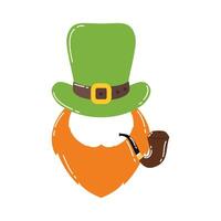 leprechaun beard and hat with pipe smoking vector