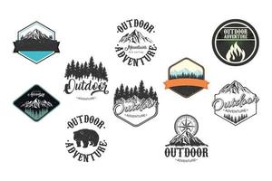 bundle of ten outdoor adventure letterings emblems vector