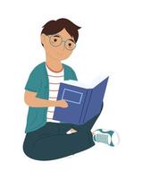 boy reading book vector