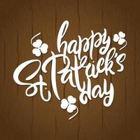 happy saint patricks day lettering in wooden background vector