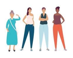 group of diversity women characters vector