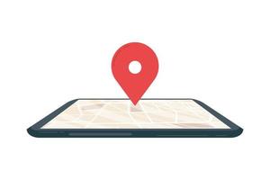 smartphone with pin location gps application vector
