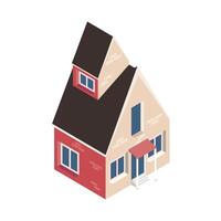 isometric house building vector