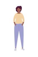 afro young woman standing avatar character vector