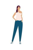 young woman standing avatar character vector
