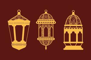 ramadán kareen celebración linternas doradas vector
