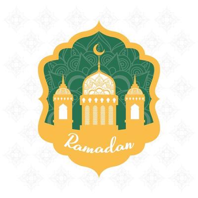 ramadan kareen celebration frame with golden mosque