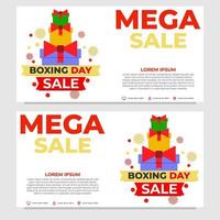 plantilla de banner de promoción del día de boxeo de mega venta vector