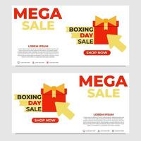plantilla de banner de promoción del día de boxeo de mega venta vector