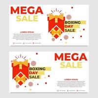 plantilla de banner de promoción del día de boxeo de mega venta vector