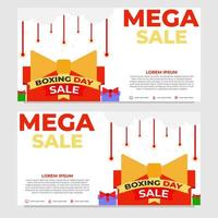 plantilla de banner de promoción del día de boxeo de mega venta vector