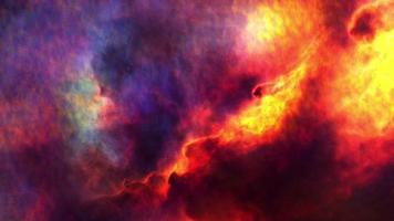 Space rotation flight into a star field and beatiful orange blue cloud Nebula video