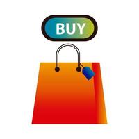 Botón de compra en línea con tecnología de comercio electrónico de bolsa de compras. vector