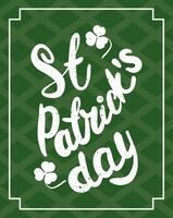 happy saint patricks day lettering in green background frame vector