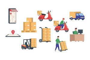 bundle of ten delivery service set icons vector