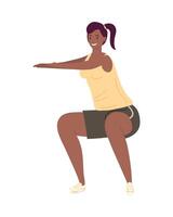 atlético, mujer afro, practicar, ejercicio, condición física, estilo de vida vector