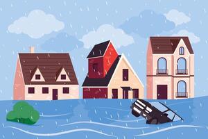 city flood scene vector