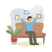 man dreaming in the sofa character vector