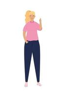 blond young woman standing avatar character vector