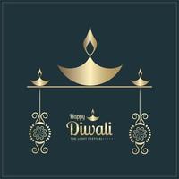 feliz publicación de redes sociales de lujo de diwali. festival de la luz con ilustración de lámparas de aceite de oro vector