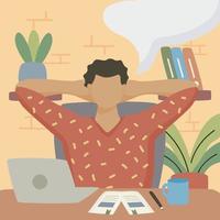 man dreaming with laptop in the office character vector