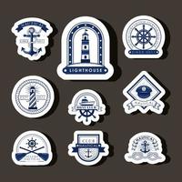 nine nautical emblems vector