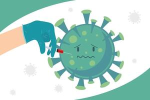 doctor hand vaccinating covid19 virus particle vector