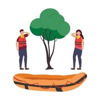 couple and boat vector