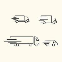 Truck icon set. Freight, delivery symbol. Vector illustration. Icons for shipping, shipping product labels, or shipping banners isolated on cream background
