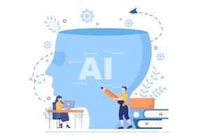 Artificial Intelligence Digital Brain Technology and engineering Concept With Programmer Data or Systems that can be set up in a Scientific Context. Vector Illustration